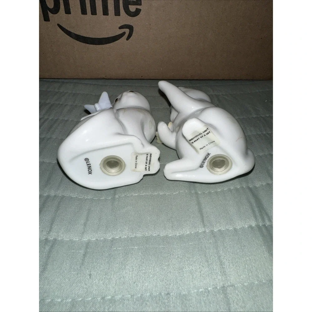 Lenox Butterfly Meadow Figural Kittens Salt & Pepper Shakers White Porcelain
